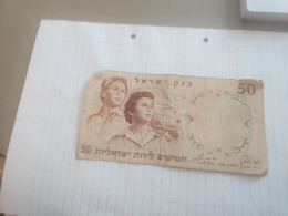 Israel-50 LIROT BOY AND GIRL-(1958)-(RED NUMBER)-(180)-(645451/ג)-stain-wrinkle-BANK NOTE - Israël