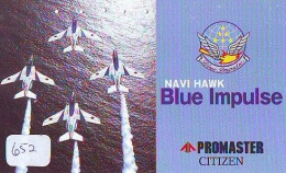 TELECARTE JAPON * MILITAIRY AVION  (652) BLUE IMPULSE * Flugzeuge * Airplane * Aeroplano * PHONECARD JAPAN * ARMEE - Armada