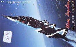 TELECARTE JAPON * MILITAIRY AVION  (654) BLUE IMPULSE * Flugzeuge * Airplane * Aeroplano * PHONECARD JAPAN * ARMEE - Armée