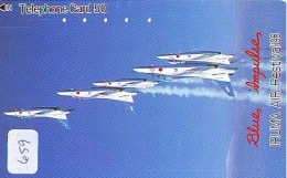 TELECARTE JAPON * MILITAIRY AVION  (659) BLUE IMPULSE * Flugzeuge * Airplane * Aeroplano * PHONECARD JAPAN * ARMEE - Esercito