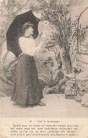 FANTAISIE - Femme - C'est Le Printemps - Femme Avec Un Ombrelle Dans La Forêt - Carte Postale Ancienne - Femmes