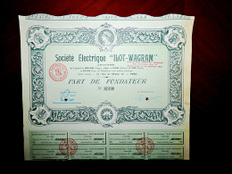 Société Électrique ”Ilot-Wagram” Paris, 1922, Share Certificate - Electricity & Gas