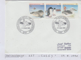 AAT Wildlife 3v Ca Casey 29.08.1991 (AS161C) - Storia Postale