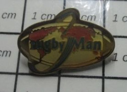 910D Pin's Pins / Beau Et Rare / SPORTS / BALLON OVALE 3 RUGBY MAN - Rugby