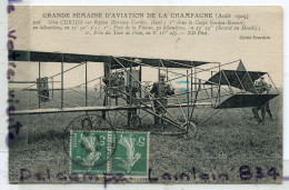 -  Grande Semaine D'AVIATION De La Champagne, Aout 1909,  Glen CURTISS, Sur Biplan Harring, écrite, TBE, Scans. - Chalon Sur Saone