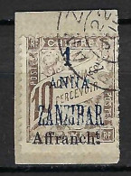 ZANZIBAR Ca.1904: Le Y&T 69 Surchargé "Affranch."  Obl. Sur Fragment, Forte Cote - Zanzibar (1963-1968)