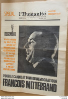 L'Humanité . Numéro Spécial Election Présidentielle . Novembre 1965 .  FRANCOIS MITTERAND ... - 1950 - Today