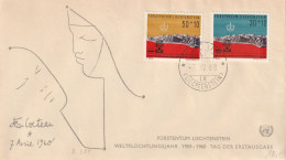 E 746) Liechtenstein 1960 Mi# 389-390 FDC (Jean Cocteau, Maler): Weltflüchtlingsjahr - Joint Issues