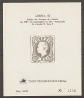 Portugal 1982 Souvenir Proof 120 Ans Timbre D. Luis Relief Official Black Print 120 Years D. Luis Issue Embossed - Proofs & Reprints