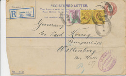 GB 1907 EVII 2d+1d Brown Large Postal Stationery Registered Envelope (Huggins & Baker RP25 Size H, Cut At Left) Fine Use - Cartas & Documentos