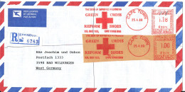 South Africa Registered Air Mail Cover Meter Cancel Cape Town 25-4-1989 Sent To Germany (Green Cross Reform Footwear) - Posta Aerea