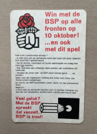 BSP (Belgische Socialistische Partij) - Speelkaart Wedstrijd Verkiezingen - 10,5 X 16 Cm. - Autres & Non Classés