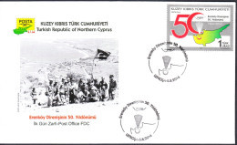 KK-592 Northern Cyprus 50th Anniversary Of The Erenkoy Resistance F.D.C. - Storia Postale