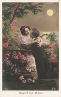 COUPLE - Suprême Voeux  - Couple S'embrassant - Homme Agenouillé - Carte Postale Ancienne - Koppels