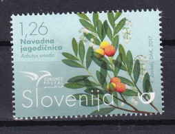 SLOVENIA 2017,EUROMED POSTAL,TREES,ARBUTUS  UNEDO,FLORA,mnh - Slowenien