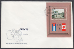 FDC CUBA 1978. HB EXPOSICIÓN FILATÉLICA "CAPEX 78". TORONTO CANADÁ EDIFIL 2470 - FDC