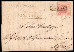 1858 … MAGGIO NAPOLI 2 Gr. II TAVOLA SASS 6c CON BELLISSIMI MARGINI SU PIEGO DI LETTERA CON TESTO DA CHIAROMONTE P7 PER - Napels