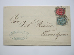 DÄNEMARK , Brief Aus Kopenhagen Mit Schiffpost : KBHVN - CHRHAVN  , Nach Norwegen 1882 - Storia Postale