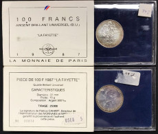 Francia France 100 Francs 1987 230th BIRTH ANNIVERSARY OF GENERAL LA FAYETTE FDC - BU, Proofs & Presentation Cases