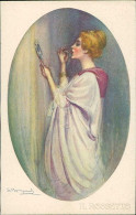 BOMPARD SIGNED 1910s POSTCARD - WOMAN &  LIPSTICK & IL ROSSETTO - N.907/5 (5083) - Bompard, S.