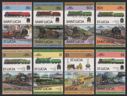 St. Lucia 1983 - Mi-Nr. 612-627 ** - MNH - Lokomotive / Locomotives - St.Lucie (1979-...)