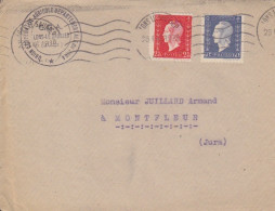 Lettre Avec CourrierObl. RBV Lons Le Saunier Le 23 I 46 Sur 60c, 2f40 Dulac N° 686, 693 (Tarif Du 1/1/46) Pour Montfleur - 1944-45 Marianne (Dulac)