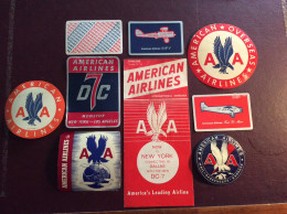 LOT Etiquettes / Dépliant  . Valises . AMERICAN AIR LINES ( Avions Aéroports ) - Baggage Labels & Tags