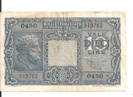 ITALIE 10 LIRE 1944 VF P 32 - Regno D'Italia – 10 Lire