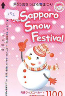 TELECARTE JAPON * TELEFONKARTE JAPAN * SCHNEEMANN (152)  PHONECARD * SNOWMAN * NOEL * CHRISTMAS - Noel