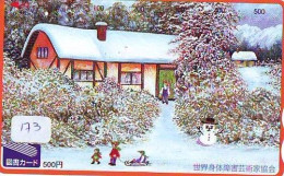 TELECARTE JAPON * TELEFONKARTE JAPAN * SCHNEEMANN (173)  PHONECARD * SNOWMAN * NOEL * CHRISTMAS - Noel