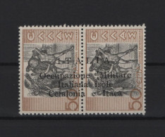 GREECE IONIAN ISLANDS 1941 50+50 LEPTA PAIR MNH STAMPS OVERPRINTED ITALIA Occupazione Militare Italiana Isole Cefalonia - Isole Ioniche