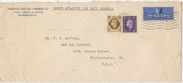 11.4.1940, GVI 3d And 1sh On Very Fine Used Large Envelope With NORTH ATLANTIC AIR MAIL SERVICE From LONDON To USA - Storia Postale