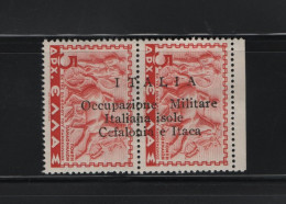 GREECE IONIAN ISLANDS 1941 5 DRACHMAS + 5 DRACHMAS PAIR MNH/MH STAMPS OVERPRINTED ITALIA....   ONE STAMP IS MH  HELLAS N - Iles Ioniques