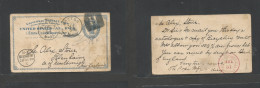 Usa - Stationery. 1880 (21-22 July) Boston - New Zeland, Blendheim (28 Aug) 2c Blue Early Stat Card Usage, Cancelled "H" - Sonstige & Ohne Zuordnung
