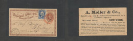 Usa - Stationery. 1874. NY - Switzerland, St. Gallen (16 March) 1c Brown Early Stat Card + 1c Blue, Tied Cork Cancels +  - Sonstige & Ohne Zuordnung