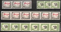 ZA0032 - RHODESIA NYASALAND -  STAMP LOT - SG #  19a*21 + 18a*21  -  MINT MNH - Rhodesia & Nyasaland (1954-1963)