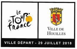 Tour De France 2018 Autocollant Houilles Ville Départ Vélo Sport Cyclisme Cycliste Armoiries Blason Faucon Rapace Oiseau - Cyclisme