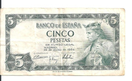 ESPAGNE 5 PESETAS 1954 VF P 146 - 5 Pesetas