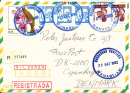 Brazil Registered Air Mail Cover Sent To Denmark 22-9-1982 Topic Stamps Sent From The Consulate Of Japan - Luchtpost