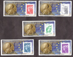 5 Porte-timbres Gommés Avec TVP Marianne De Beaujard Neufs - Prix Nobel De La Paix 2012 - Union Européenne - 2008-2013 Marianna Di Beaujard