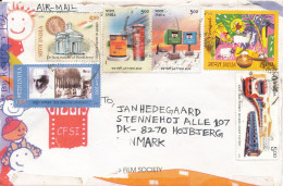 India Registered Cover Sent To Denmark 13-2-2006 With More Topic Stamps - Brieven En Documenten