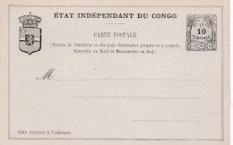 CONGO BELGE : Entier Postal  Carte " Etat Indépendant Du Congo " 10 Centimes Neuf - Ganzsachen