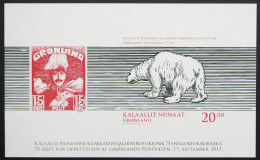 2013 Grönland; Block 75 Jahre Post Ungez., Postfrisch/MNH, Bl. 63 B, ME 60,- - Sonstige & Ohne Zuordnung