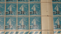 Panneau 50 Timbres, Variété Sur Semeuse 25/30c Bleu, N°217,   ................ ISN-51 - Neufs