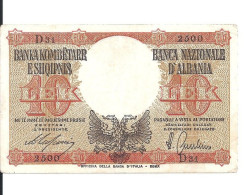 ALBANIE 10 LEK ND1940 VF+ P 11 - Albanië