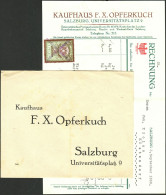 Österreich SALZBURG 1936 Deko Rechnung + Fiskalmarke + VersandUmschlag Fa Kaufhaus F.X.Opferkuch Universitätsplatz 9 - Austria