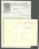 Österreich SALZBURG 1925 Deko Rechnung + Fiskalmarke + VersandUmschlag Fa Oswald Löwy Galanteriewaren Mirabellplatz 6 - Austria