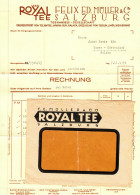 Österreich SALZBURG 1934 Deko Rechnung + VersandUmschlag Fa Royal Tee Felix Müller Übersee-Import Kaffee Rum Malaga - Autriche