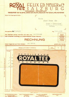 Österreich SALZBURG 1934 Deko Rechnung + VersandUmschlag Fa Royal Tee Felix Müller Übersee-Import Kaffee Rum Malaga - Austria