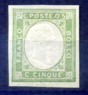 1861 REGNO Italia 5 Centesimi Emiss. Prov. Napoletane, Filetto Su Bordo Inferiore, MNH **, Firmato DIENA - Nuovi